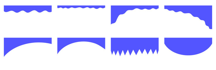 Wall Mural - Modern Blue Geometric Website Header Designs with Wavy, Zigzag, and Curved Edges for Creative Web Projects