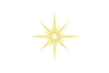 shining star. gold flare light effects. transparent glowing sun. isolated element png