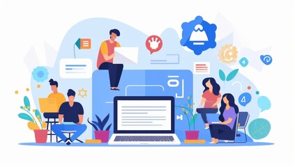 Poster - Teamwork, Collaboration, and Project Management Illustration