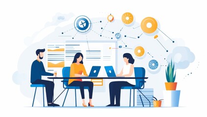 Poster - Teamwork, Data Analysis and Business Strategy Meeting