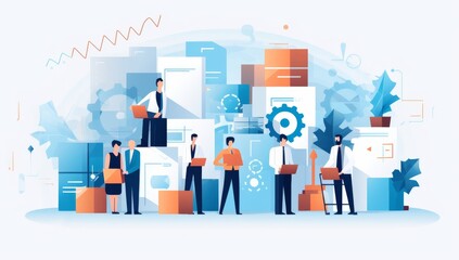 Aufkleber - Teamwork and Collaboration in a Modern Business Setting