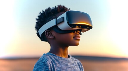 Poster - Preteen immersed in virtual reality learning experience in South Africa
