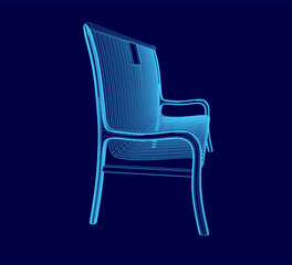 Poster - Chair is shown in a blue color. The chair is made of plastic and has a blue color