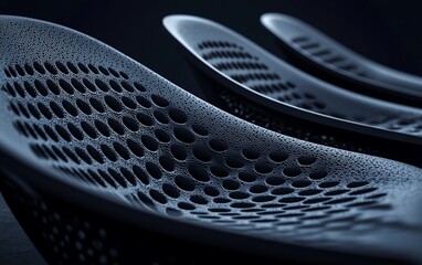 Aufkleber - Close-up of three modern perforated chairs.