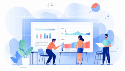 Poster - Teamwork Data Analysis: Business Strategy Meeting with Charts and Graphs
