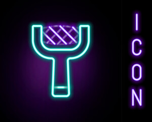 Fototapete - Glowing neon line Nail file icon isolated on black background. Manicure tool. Colorful outline concept. Vector