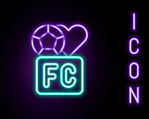 Wall Mural - Glowing neon line Fan club football icon isolated on black background. Colorful outline concept. Vector