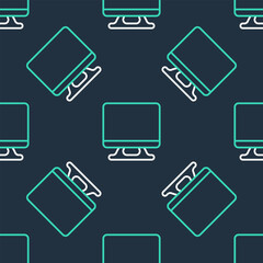 Poster - line smart tv icon isolated seamless pattern on black background. television sign. vector