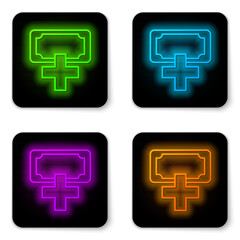 Poster - glowing neon line donation and charity icon isolated on white background. donate money and charity c