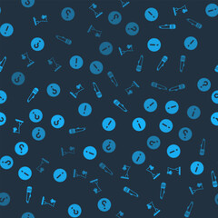 Poster - Set Table lamp, Speech bubble and Exclamation, Microphone and bubbles with Question on seamless pattern. Vector
