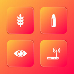 Poster - Set Wheat, Bullet, Eye and Router and wi-fi icon. Vector