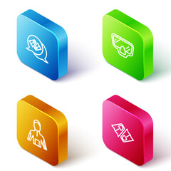 Poster - set isometric line flippers for swimming, diving mask, wetsuit scuba diving and icon. vector