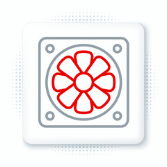Poster - Line Computer cooler icon isolated on white background. PC hardware fan. Colorful outline concept. Vector