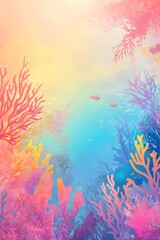 Wall Mural - a vibrant gradient background with coral reef colors.featuring bright oranges, pinks, and blues.evok