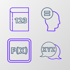 Poster - Set line XYZ Coordinate system, Function mathematical symbol, Calculation and Book with word mathematics icon. Vector