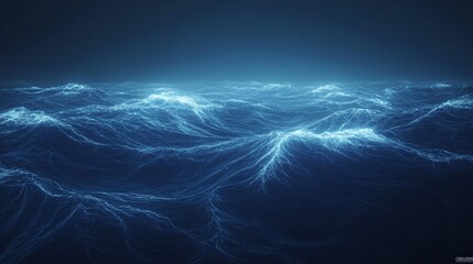 Poster - Abstract  vector background with smooth shiny blue waves