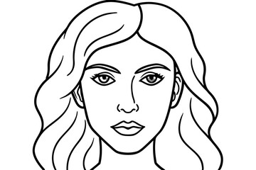 attractive beautiful eyes girl line art vector