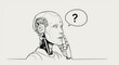 © IbragimovN - Futuristic robot contemplating a question in minimalist line art design