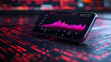 Poster - Fintech startup showcases stock trading app with commission-free trading on a smartphone at night