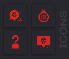 Wall Mural - Set Skull, , Compass and Pirate hook icon. Vector