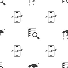 Poster - Set Financial growth, Server and Mobile stock trading on seamless pattern. Vector