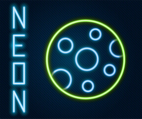 Poster - Glowing neon line Full moon icon isolated on black background. Cloudy night sign. Sleep dreams symbol. Night or bed time sign. Colorful outline concept. Vector
