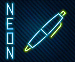 Aufkleber - Glowing neon line Pen icon isolated on black background. Colorful outline concept. Vector