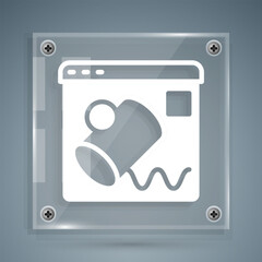 Poster - White Data visualisation icon isolated on grey background. Square glass panels. Vector