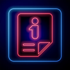 Aufkleber - Glowing neon Information icon isolated on black background. Vector