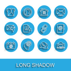 Poster - set line calendar with email, mail and e-mail, envelope, telephone speech bubble chat, chat messages
