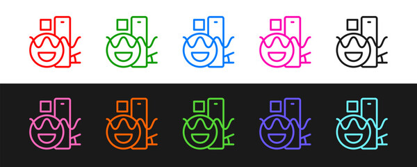 Poster - Set line Basic geometric shapes icon isolated on black and white background. Vector