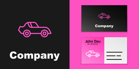 Canvas Print - Pink line Car icon isolated on black background. Logo design template element. Vector