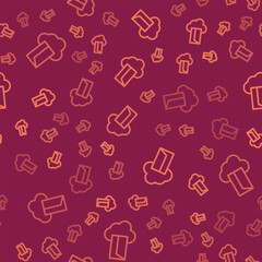 Aufkleber - brown line cloud database icon isolated seamless pattern on red background. cloud computing concept.