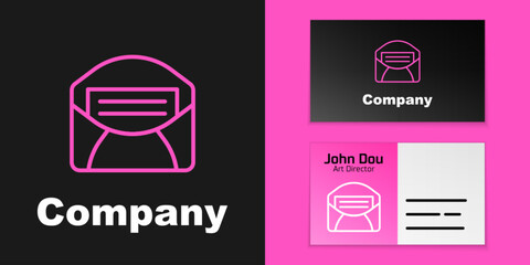 Poster - Pink line Mail and e-mail icon isolated on black background. Envelope symbol e-mail. Email message sign. Logo design template element. Vector