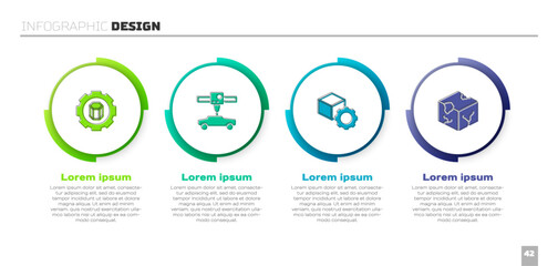 Poster - Set 3D printer setting, car, Isometric cube and . Business infographic template. Vector
