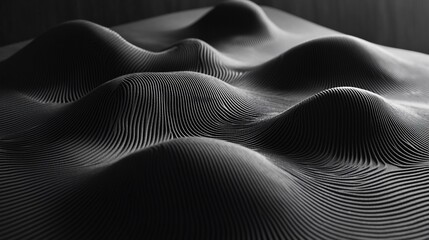 Poster - Abstract grayscale undulating surface texture.