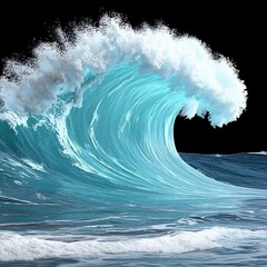 Poster - Majestic Ocean Wave Crashing Power Nature Aqua Blue