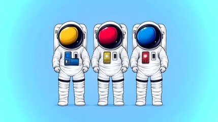 Poster - Astronauts in colorful space suits interacting with credit card display in futuristic setting