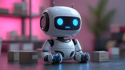 Poster - AI chatbot offers assistance in guiding users with tasks and information in a modern workspace