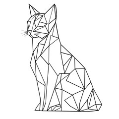 Wall Mural - Geometric cat outline, stylized drawing, minimalist design, use for prints, posters, or art