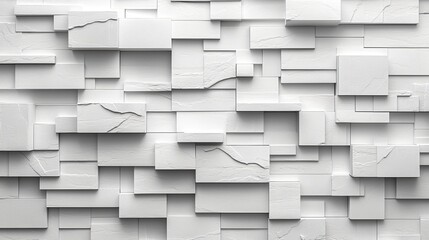 Wall Mural - White textured blocks forming a geometric pattern with subtle shadows and a modern feel