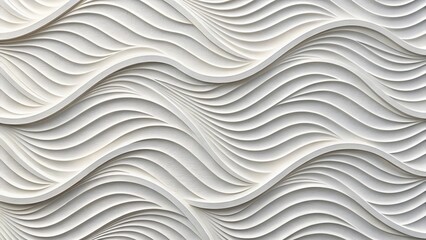 Poster - 3d illustration white seamless pattern waves light and shadow. Wall decorative panel, modern interior texture, abstract luxury background design, elegant surface for architecture and decor