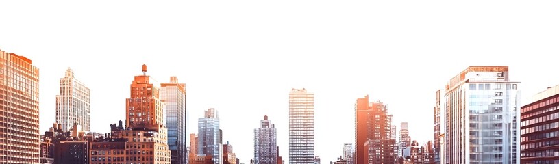 Wall Mural - A city skyline featuring tall buildings against a bright sky.