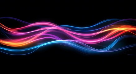 Poster - Representing the fast data transfer speeds in digital fiber optic network technology, which creates an abstraction through brightly colored lights that suggest an improved internet connection.