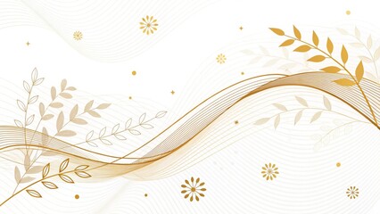Poster - Abstract 3d background with white gold wave lines paper layers. Luxury paper cut background, abstract decoration, golden pattern, halftone gradients, 3d vector illustration, elegant luxury texture