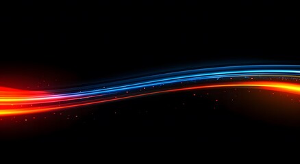 Poster - Representing the fast data transfer speeds in digital fiber optic network technology, which creates an abstraction through brightly colored lights that suggest an improved internet connection.