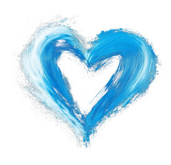 Leinwandbilder - vibrant blue heart with gradient brush effect stands out against transparency background, creating striking and artistic visual