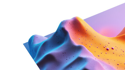 Poster - vibrant 3D abstract landscape with colorful gradients and smooth textures, featuring blend of blue, purple, and orange hues. design showcases modern and sleek aesthetic