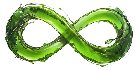 Poster - glowing infinity symbol made of bioluminescent algae, showcasing vibrant green hues and fluid motion, symbolizing endless possibilities and natural beauty