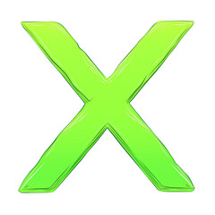 Aufkleber - lime green X mark with gradient effect is isolated on transparency background, creating vibrant and striking visual. bold color and design make it stand out effectively
